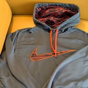 Nike Athletic Grey Hoodie with Orange Accents